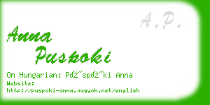 anna puspoki business card